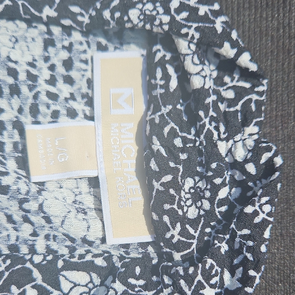 Michael Kors Black and White Floral Blouse